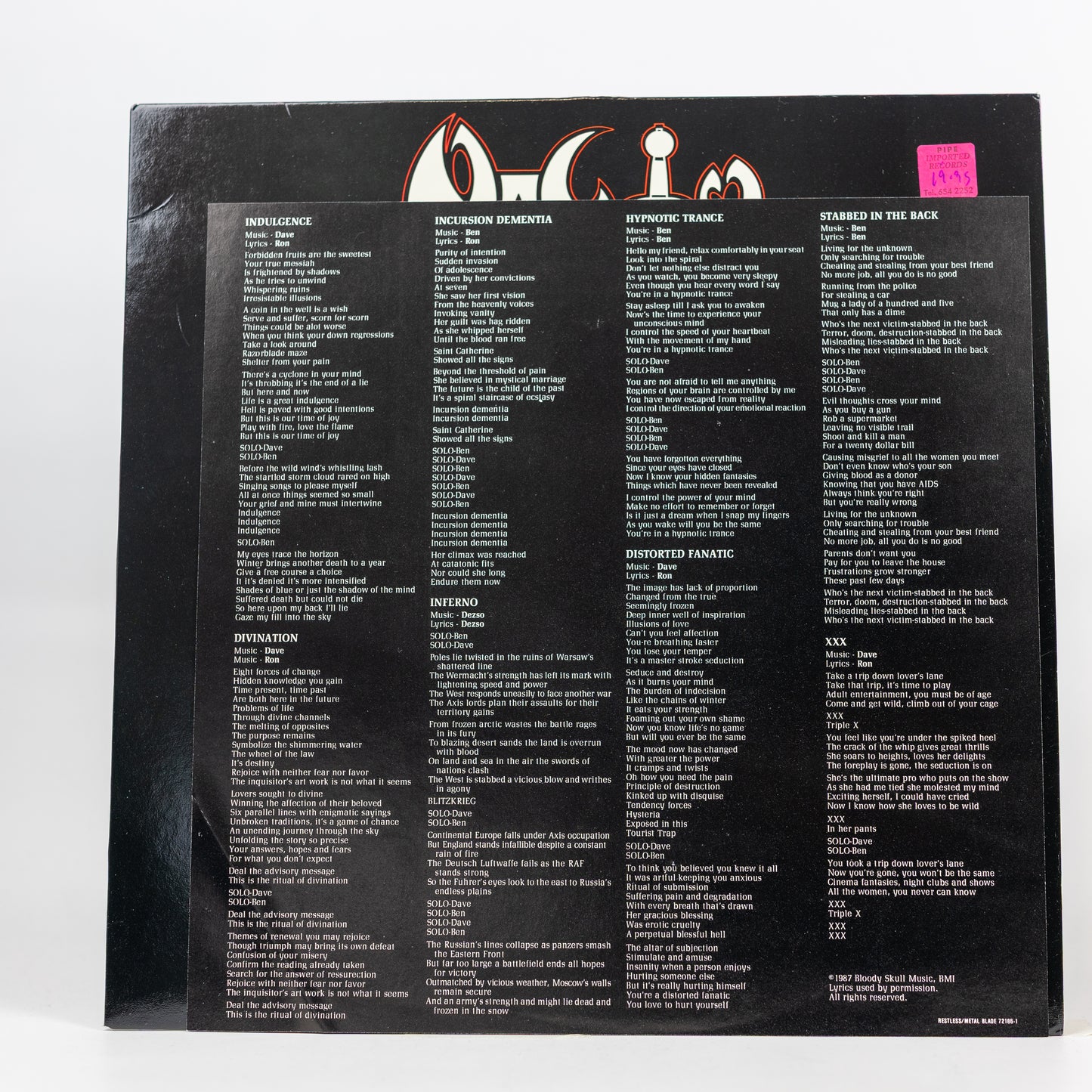 Nasty Savage – Indulgence - 1987