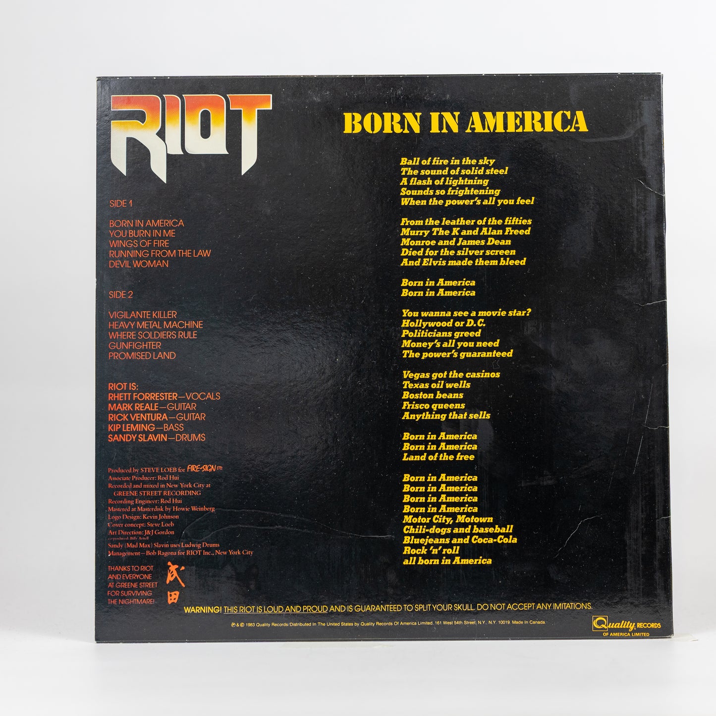 Riot – Born In America - 1983