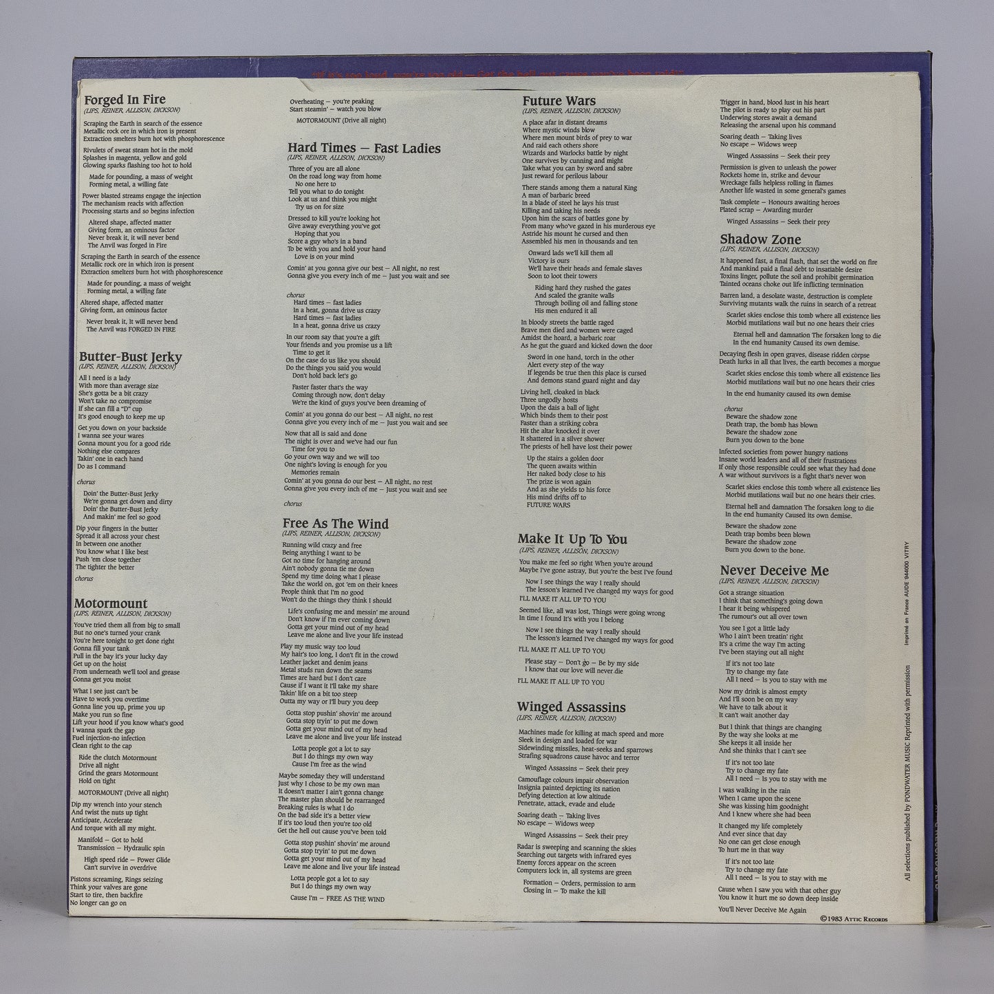 Anvil – Forged In Fire - 1983