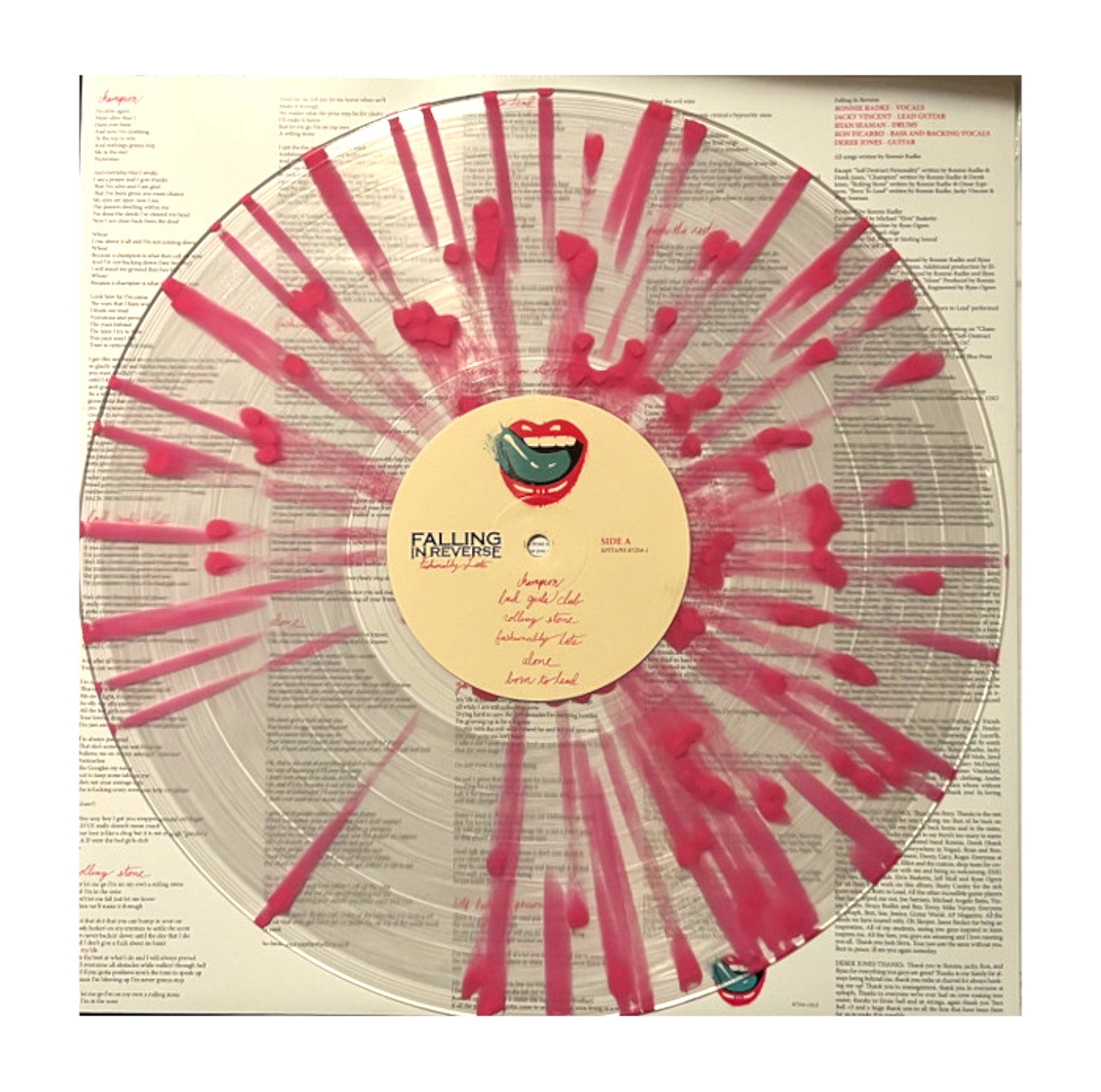 Falling In Reverse – Fashionably Late - Clear Pink Splatter