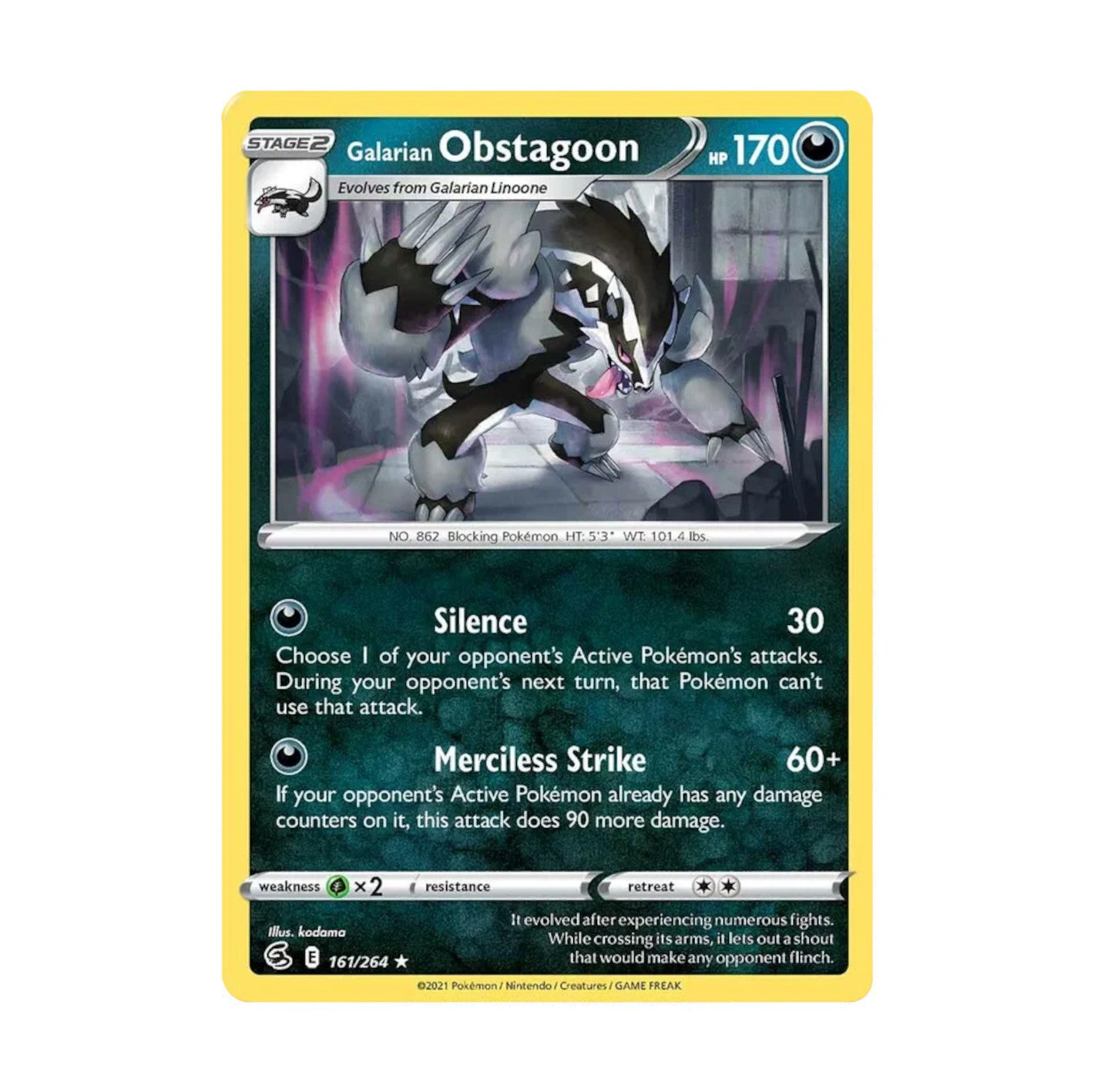 Fusion Strike 161/264 Galarian Obstagoon Rare