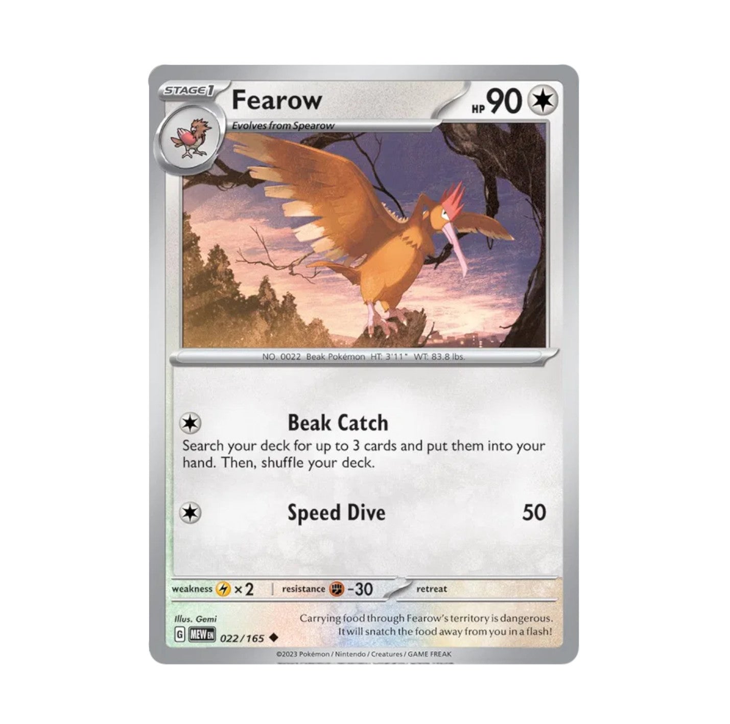 Pokemon 151 - 022/165 Fearow Rev Holo