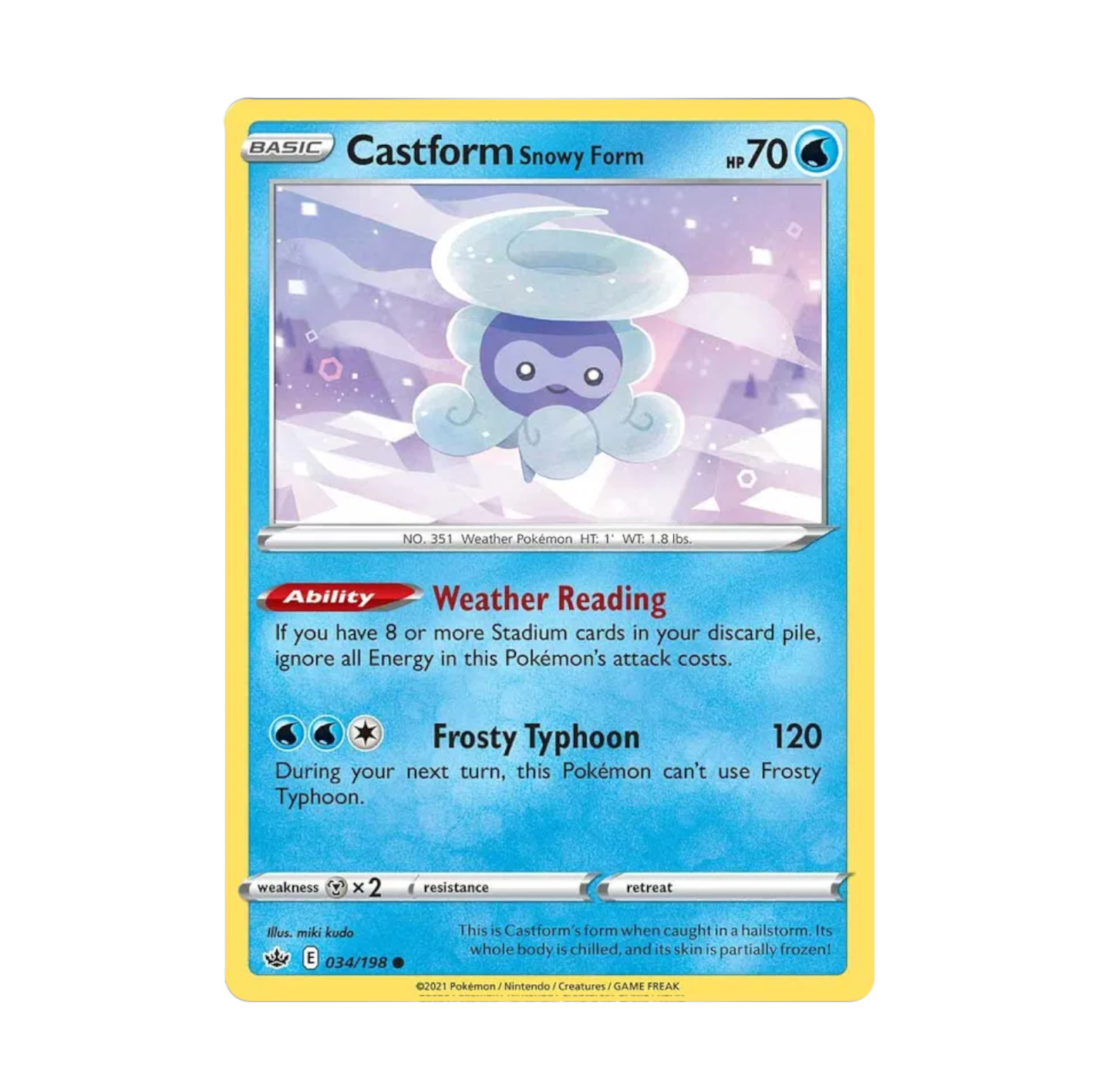 Chilling Reign - 034/198 Castform snowy form Rev Holo