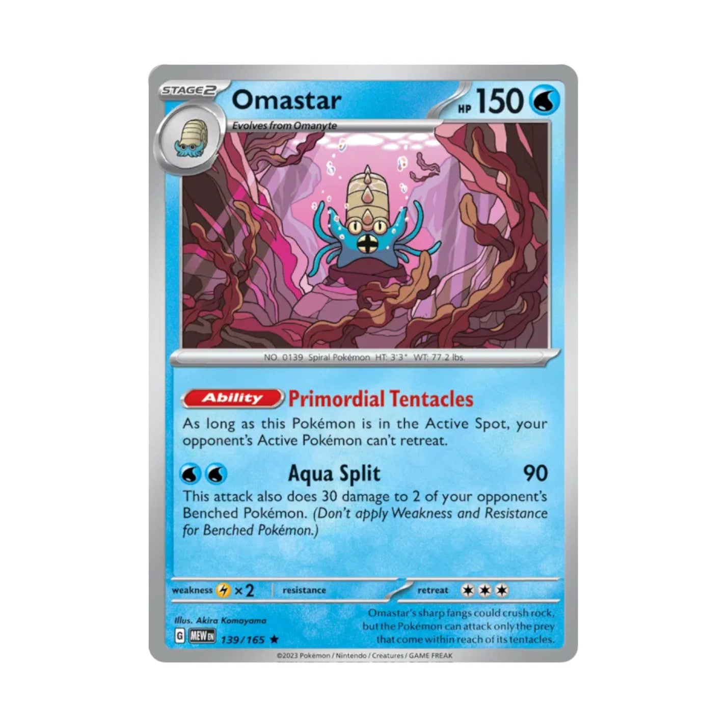 Pokemon 151 - 139/165 Omastar Holo Rare