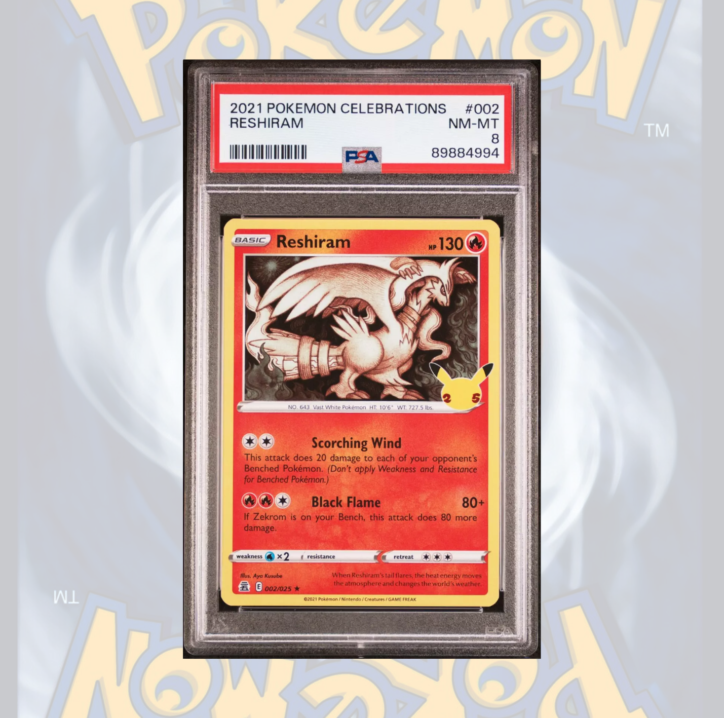 Celebrations  - 02/25 - Reshiram - PSA 8 - NM-MT