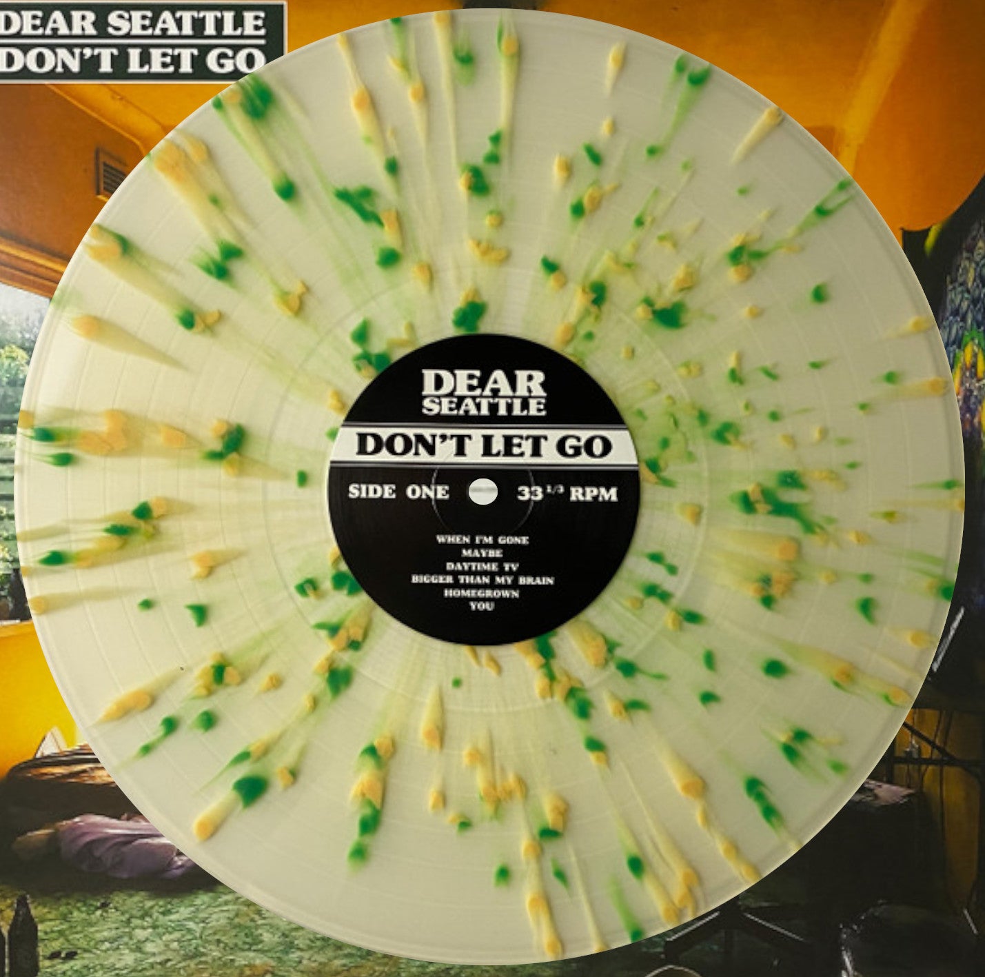 Dear Seattle - Don't Let Go - Clear w/ Green & Mustard Splatter